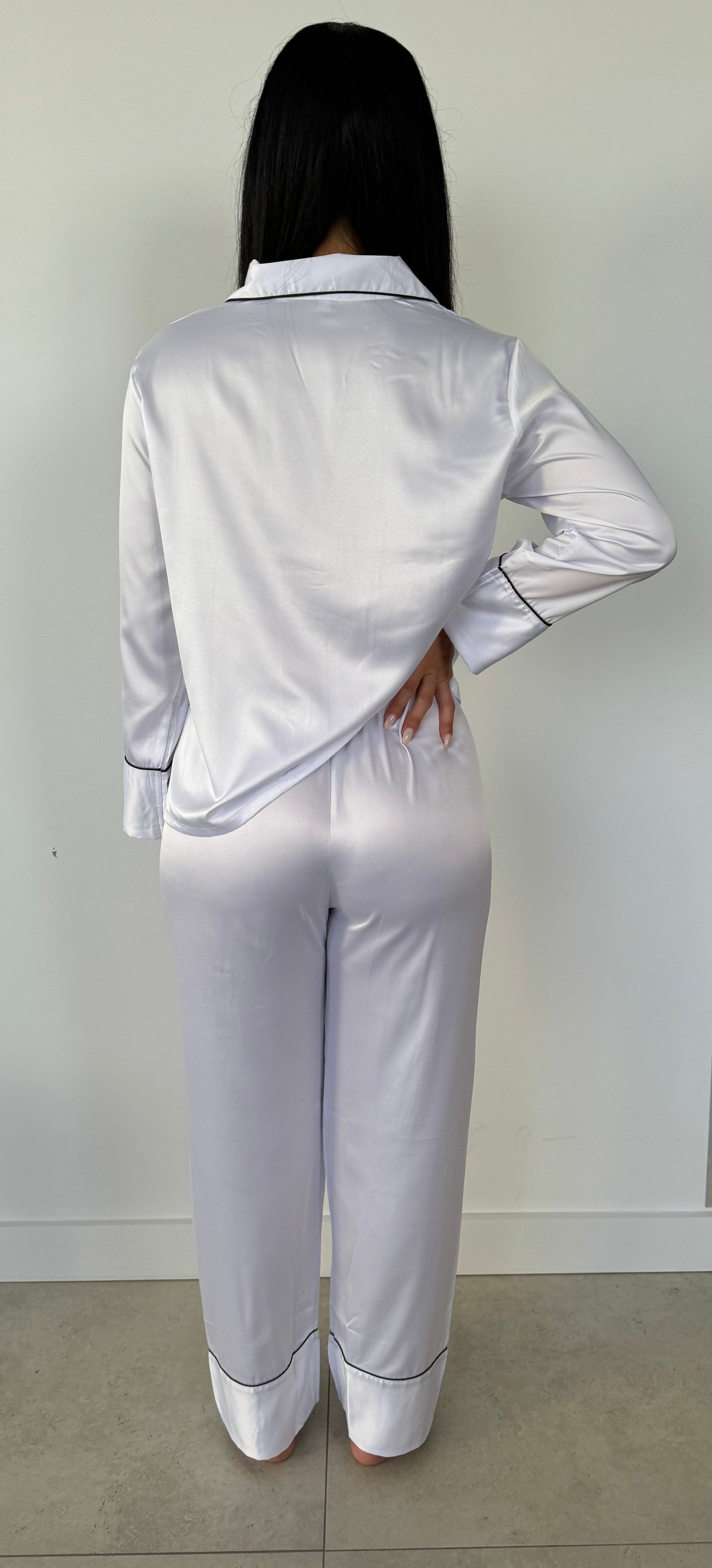 CLASSIC SILK LONG SLEEVE PJ SET WHITE