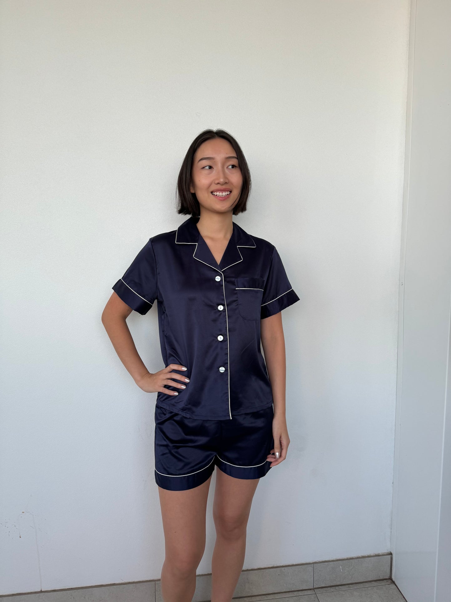 CLASSIC SILK PJ SET NAVY